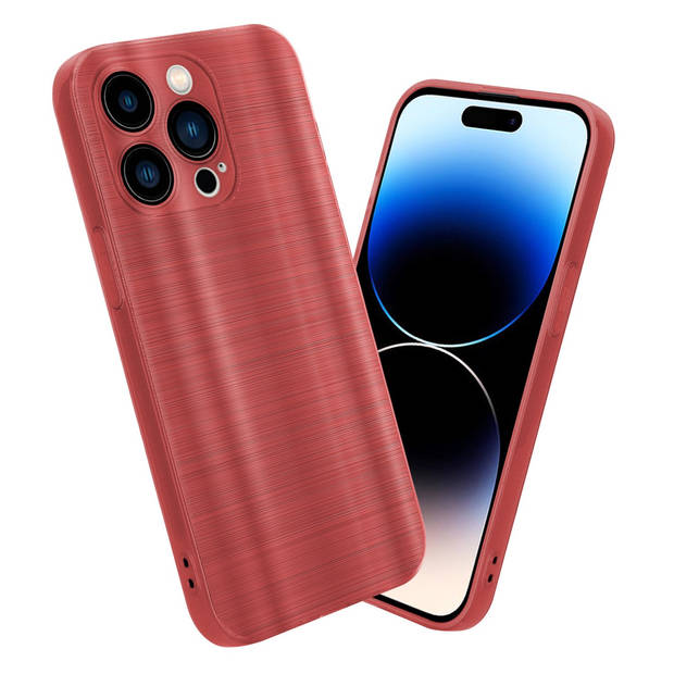 Cadorabo Hoesje geschikt voor Apple iPhone 14 PRO MAX in Brushed Rood - Beschermhoes Case Cover TPU silicone