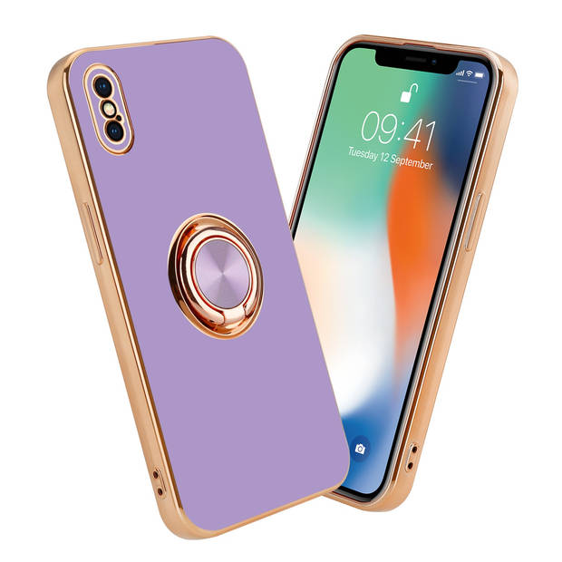 Cadorabo Hoesje geschikt voor Apple iPhone XS MAX in Glossy Licht Paars - Goud - Beschermhoes Camerabescherming