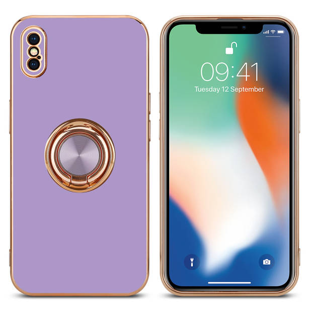 Cadorabo Hoesje geschikt voor Apple iPhone XS MAX in Glossy Licht Paars - Goud - Beschermhoes Camerabescherming