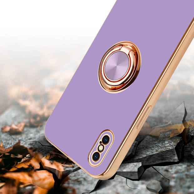 Cadorabo Hoesje geschikt voor Apple iPhone XS MAX in Glossy Licht Paars - Goud - Beschermhoes Camerabescherming