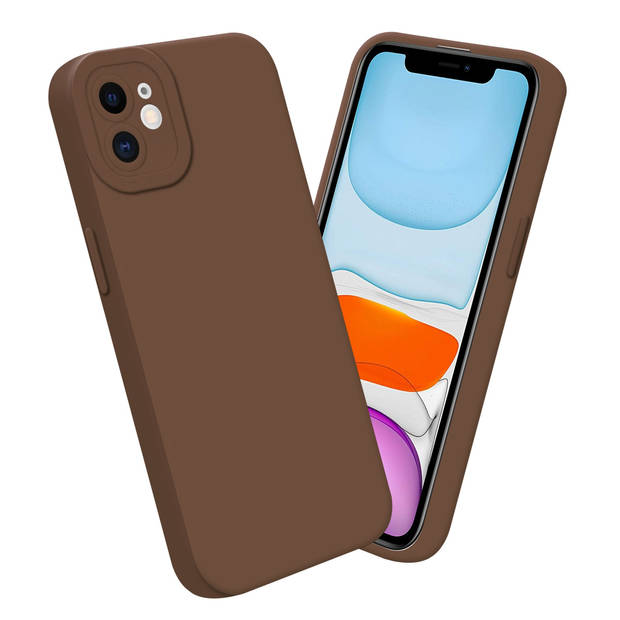 Cadorabo Hoesje geschikt voor Apple iPhone 12 in FLUID BRUIN - Beschermhoes TPU silicone Cover Case