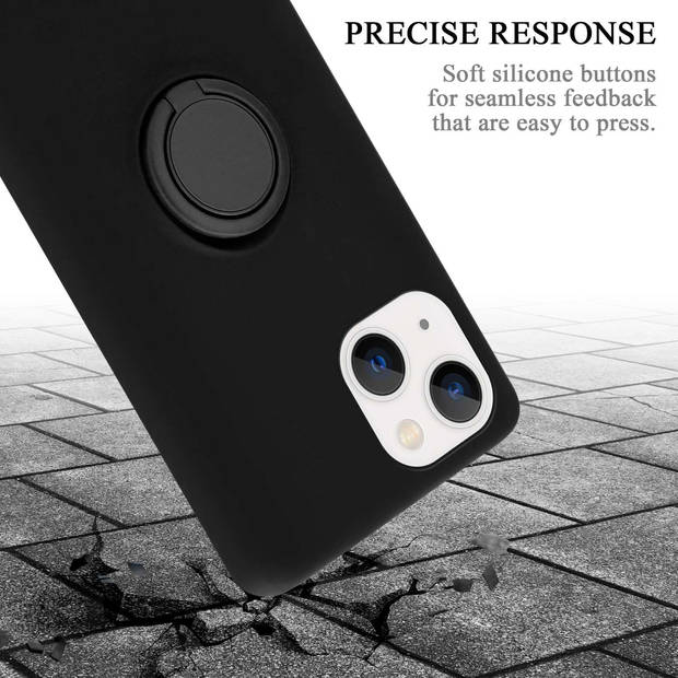 Cadorabo Hoesje geschikt voor Apple iPhone 14 in LIQUID ZWART - Beschermhoes van TPU silicone Case Cover met ring