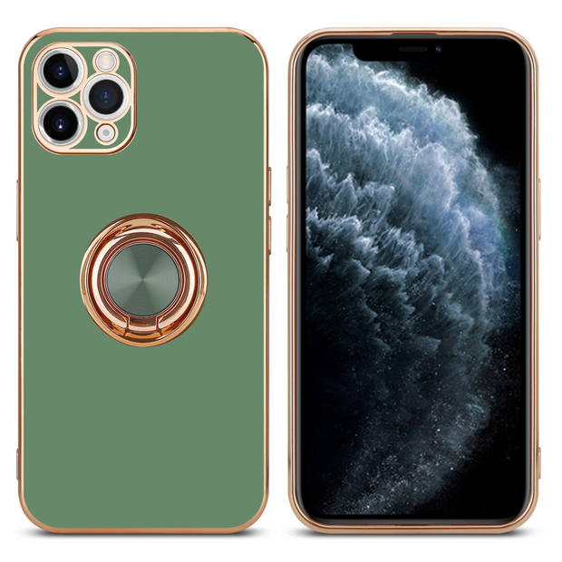 Cadorabo Hoesje geschikt voor Apple iPhone 11 PRO MAX in Glossy Licht Groen - Goud - Beschermhoes Camerabescherming