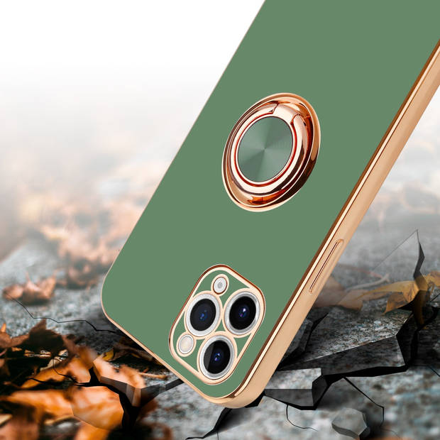 Cadorabo Hoesje geschikt voor Apple iPhone 11 PRO MAX in Glossy Licht Groen - Goud - Beschermhoes Camerabescherming