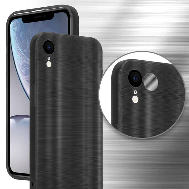 Cadorabo Hoesje geschikt voor Apple iPhone XR in Brushed Zwart - Beschermhoes Case Cover TPU silicone