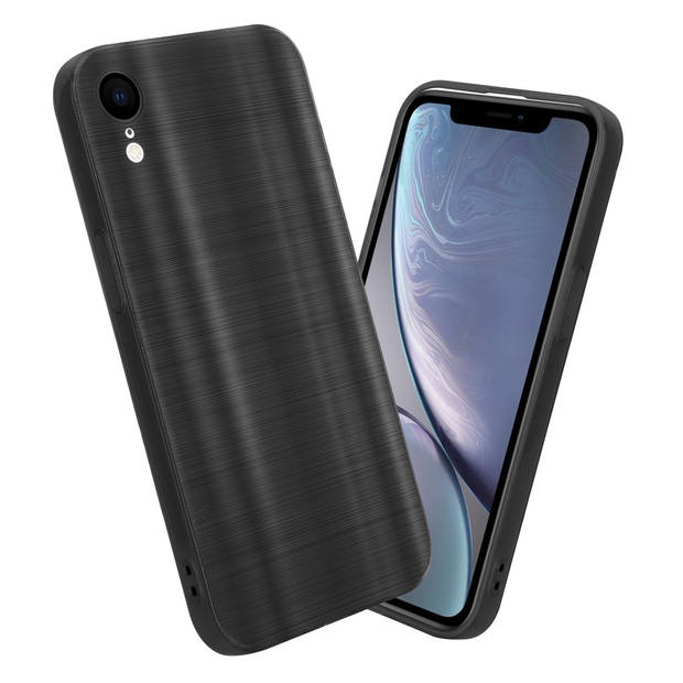 Cadorabo Hoesje geschikt voor Apple iPhone XR in Brushed Zwart - Beschermhoes Case Cover TPU silicone