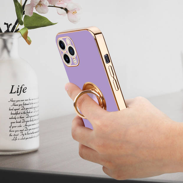 Cadorabo Hoesje geschikt voor Apple iPhone 11 PRO in Glossy Licht Paars - Goud - Beschermhoes Camerabescherming