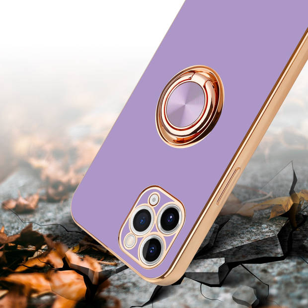 Cadorabo Hoesje geschikt voor Apple iPhone 11 PRO MAX in Glossy Licht Paars - Goud - Beschermhoes Camerabescherming