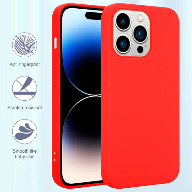 Cadorabo Hoesje geschikt voor Apple iPhone 14 PRO MAX Case in LIQUID ROOD - Beschermhoes TPU silicone Cover