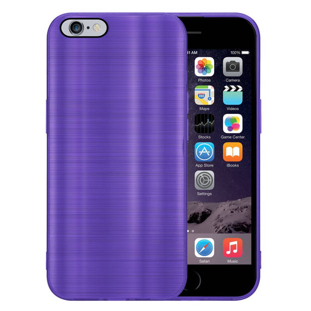 Cadorabo Hoesje geschikt voor Apple iPhone 6 PLUS / 6S PLUS in Brushed Paars - Beschermhoes Case Cover TPU silicone