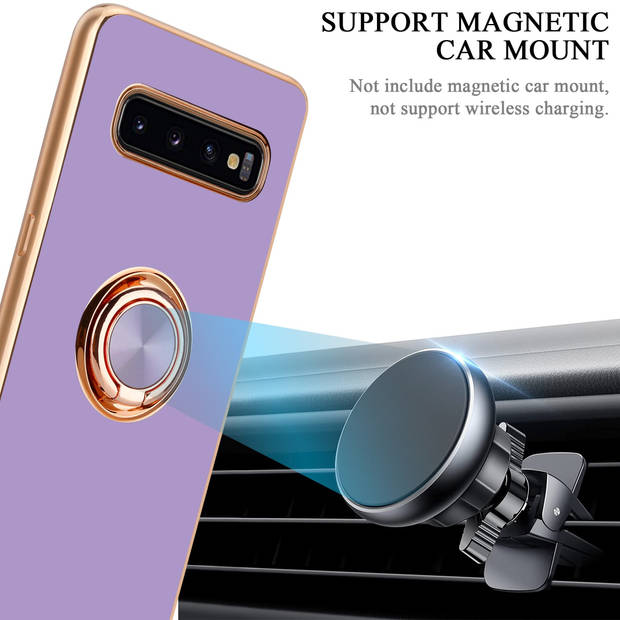 Cadorabo Hoesje geschikt voor Samsung Galaxy S10 4G in Glossy Licht Paars - Goud - Beschermhoes Camerabescherming