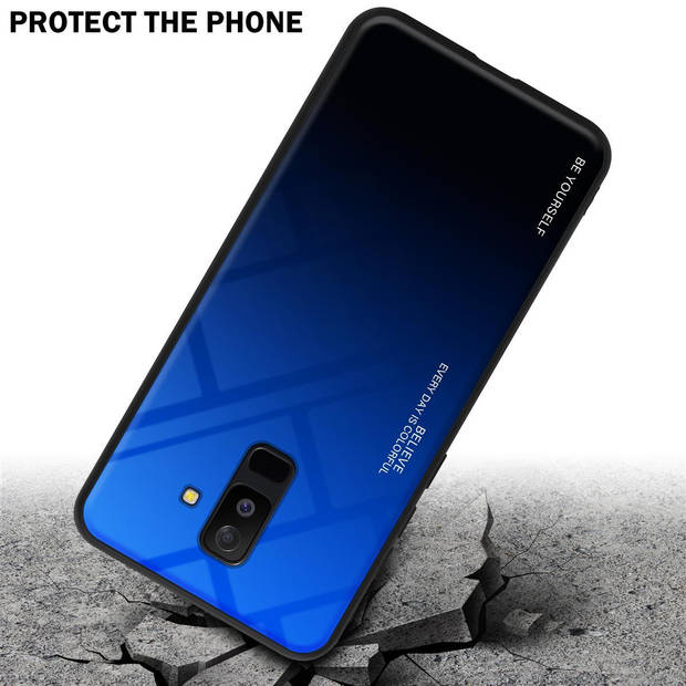 Cadorabo Hoesje geschikt voor Samsung Galaxy A6 PLUS 2018 in BLAUW - ZWART - Tweekleurige beschermhoes TPU-silicone Case