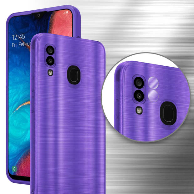 Cadorabo Hoesje geschikt voor Samsung Galaxy A20 / A30 / M10s in Brushed Paars - Beschermhoes Case Cover TPU silicone