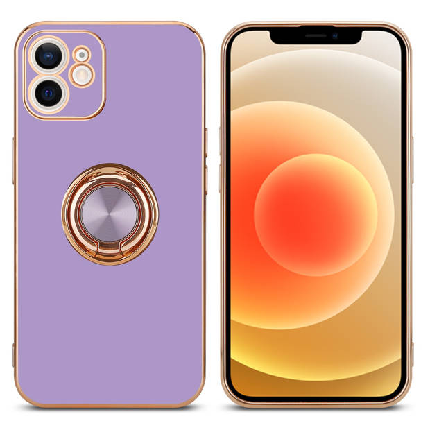 Cadorabo Hoesje geschikt voor Apple iPhone 11 in Glossy Licht Paars - Goud - Beschermhoes Camerabescherming magnetische