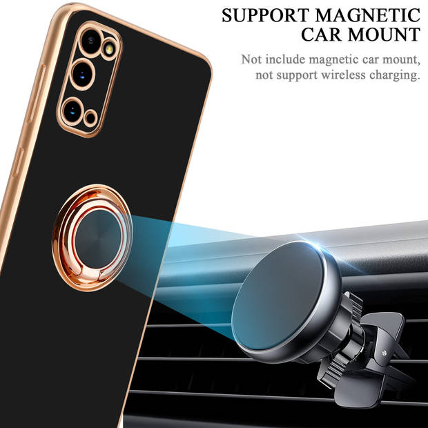 Cadorabo Hoesje geschikt voor Samsung Galaxy S20 in Glossy Zwart - Goud - Beschermhoes Camerabescherming magnetische