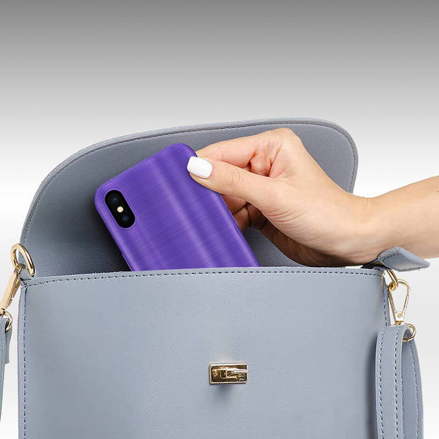Cadorabo Hoesje geschikt voor Apple iPhone XS MAX in Brushed Paars - Beschermhoes Case Cover TPU silicone