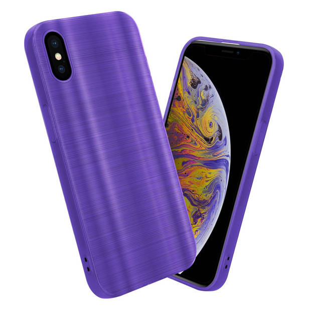 Cadorabo Hoesje geschikt voor Apple iPhone XS MAX in Brushed Paars - Beschermhoes Case Cover TPU silicone