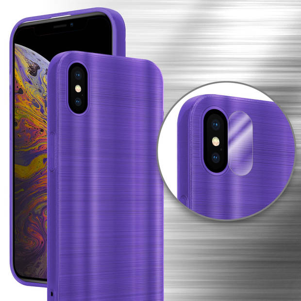 Cadorabo Hoesje geschikt voor Apple iPhone XS MAX in Brushed Paars - Beschermhoes Case Cover TPU silicone