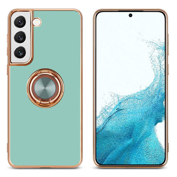 Cadorabo Hoesje geschikt voor Samsung Galaxy S22 PLUS in Glossy Turquoise - Goud - Beschermhoes Camerabescherming