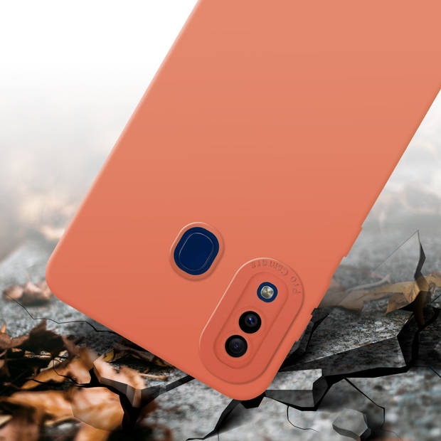 Cadorabo Hoesje geschikt voor Samsung Galaxy A20 / A30 / M10s in FLUID LICHT ORANJE - Beschermhoes TPU silicone Cover