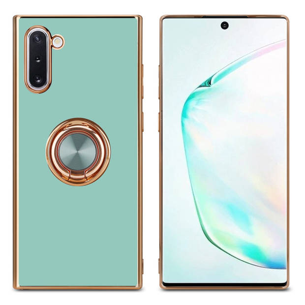 Cadorabo Hoesje geschikt voor Samsung Galaxy NOTE 10 in Glossy Turquoise - Goud - Beschermhoes Camerabescherming