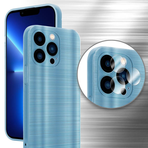 Cadorabo Hoesje geschikt voor Apple iPhone 13 PRO in Brushed Turqoise - Beschermhoes Case Cover TPU silicone