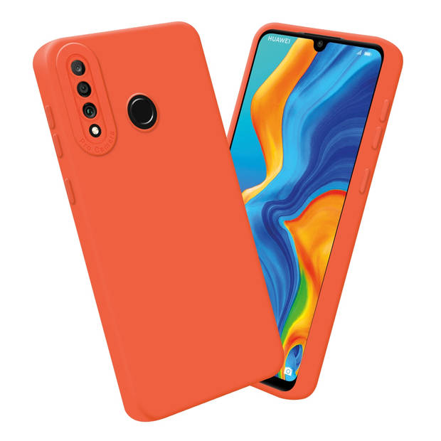 Cadorabo Hoesje geschikt voor Huawei P30 LITE in FLUID ORANJE - Beschermhoes TPU silicone Cover Case