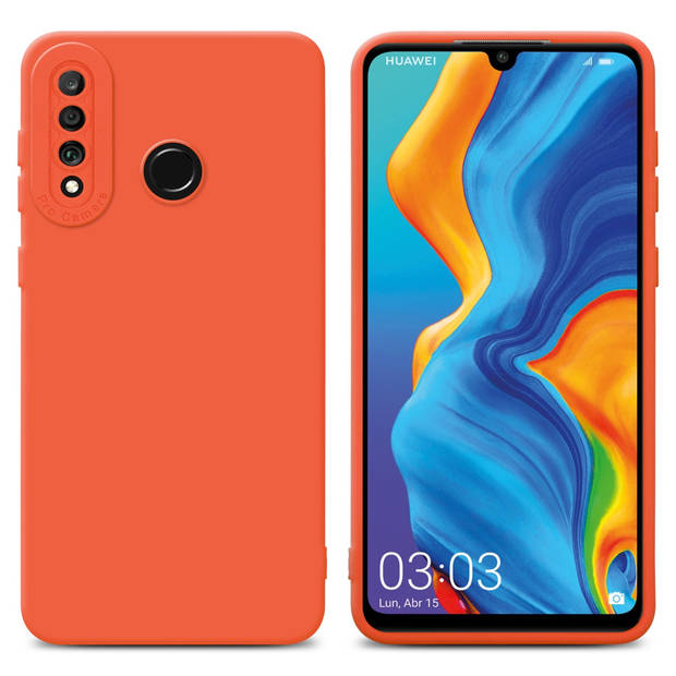 Cadorabo Hoesje geschikt voor Huawei P30 LITE in FLUID ORANJE - Beschermhoes TPU silicone Cover Case