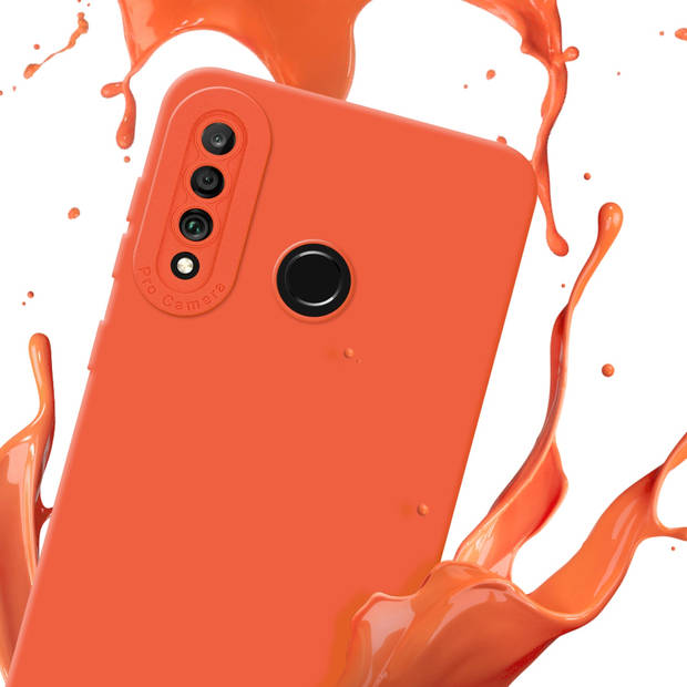 Cadorabo Hoesje geschikt voor Huawei P30 LITE in FLUID ORANJE - Beschermhoes TPU silicone Cover Case