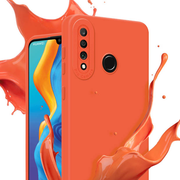 Cadorabo Hoesje geschikt voor Huawei P30 LITE in FLUID ORANJE - Beschermhoes TPU silicone Cover Case