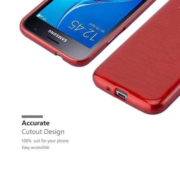 Cadorabo Hoesje geschikt voor Samsung Galaxy J1 2016 in ROOD - Beschermhoes TPU silicone Case Cover Brushed