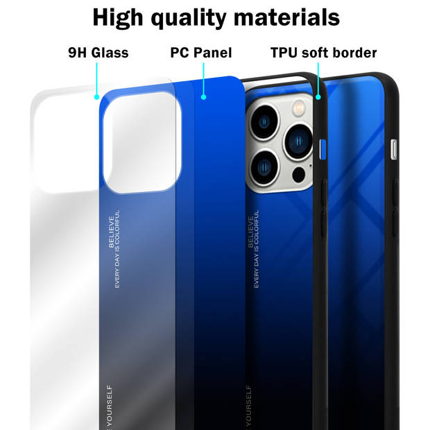 Cadorabo Hoesje geschikt voor Apple iPhone 14 PRO MAX in BLAUW - ZWART - Tweekleurige beschermhoes TPU-silicone Case