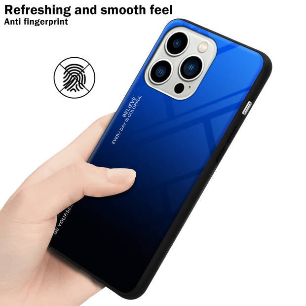 Cadorabo Hoesje geschikt voor Apple iPhone 14 PRO in BLAUW - ZWART - Tweekleurige beschermhoes TPU-silicone Case Cover