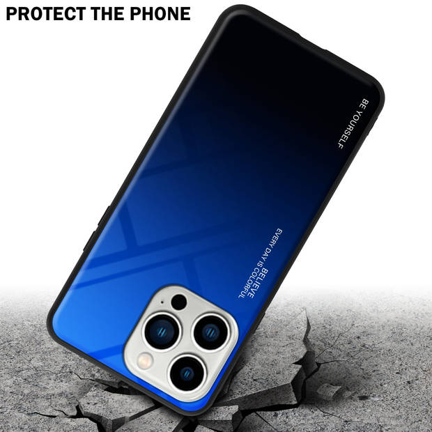 Cadorabo Hoesje geschikt voor Apple iPhone 14 PRO MAX in BLAUW - ZWART - Tweekleurige beschermhoes TPU-silicone Case