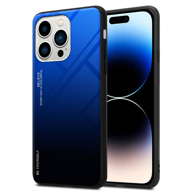 Cadorabo Hoesje geschikt voor Apple iPhone 14 PRO MAX in BLAUW - ZWART - Tweekleurige beschermhoes TPU-silicone Case