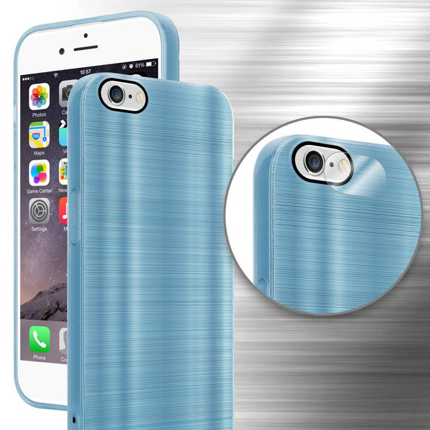 Cadorabo Hoesje geschikt voor Apple iPhone 6 / 6S in Brushed Turqoise - Beschermhoes Case Cover TPU silicone