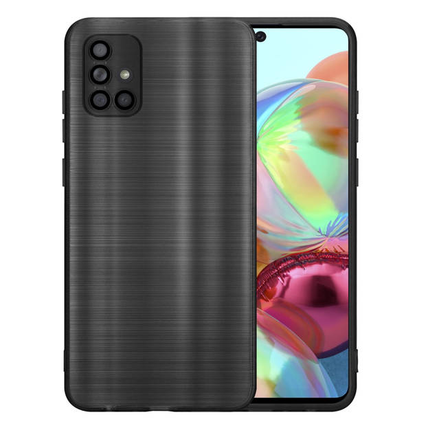 Cadorabo Hoesje geschikt voor Samsung Galaxy A71 4G in Brushed Zwart - Beschermhoes Case Cover TPU silicone