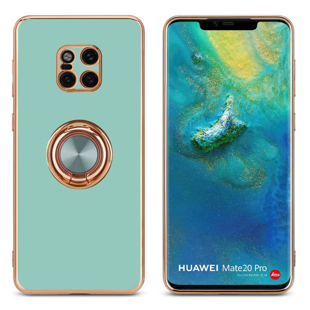 Cadorabo Hoesje geschikt voor Huawei MATE 20 PRO in Glossy Turquoise - Goud - Beschermhoes Camerabescherming
