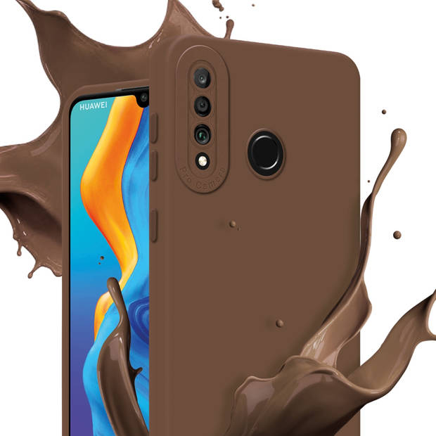 Cadorabo Hoesje geschikt voor Huawei P30 LITE in FLUID BRUIN - Beschermhoes TPU silicone Cover Case