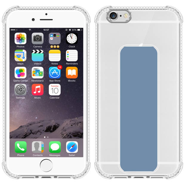 Cadorabo Hoesje geschikt voor Apple iPhone 6 / 6S Cover in LICHTBLAUW - Beschermhoes TPU silicone Case met houder