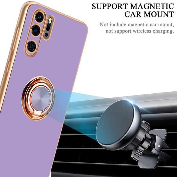 Cadorabo Hoesje geschikt voor Huawei P30 PRO in Glossy Licht Paars - Goud - Beschermhoes Camerabescherming magnetische