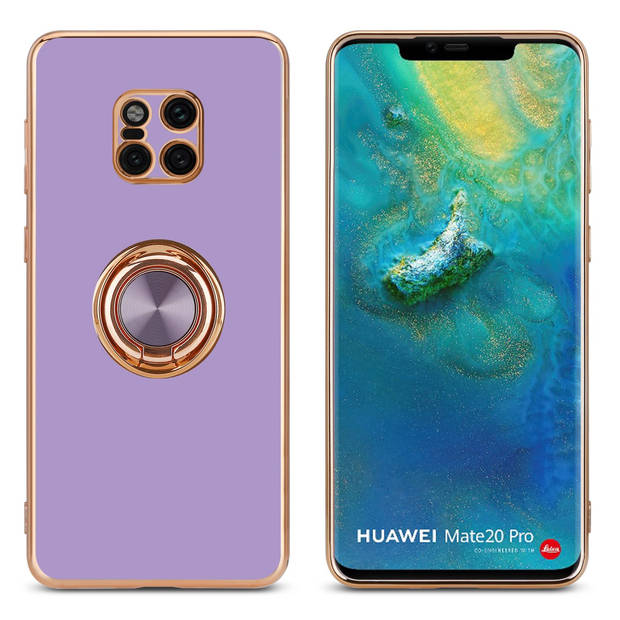 Cadorabo Hoesje geschikt voor Huawei MATE 20 PRO in Glossy Licht Paars - Goud - Beschermhoes Camerabescherming