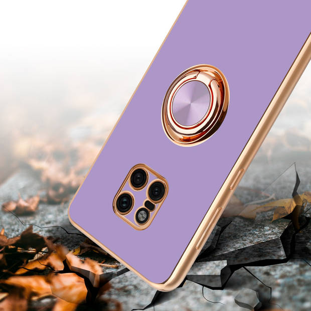 Cadorabo Hoesje geschikt voor Huawei MATE 20 PRO in Glossy Licht Paars - Goud - Beschermhoes Camerabescherming