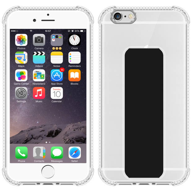 Cadorabo Hoesje geschikt voor Apple iPhone 6 PLUS / 6S PLUS Cover in ZWART - Beschermhoes TPU silicone Case met houder