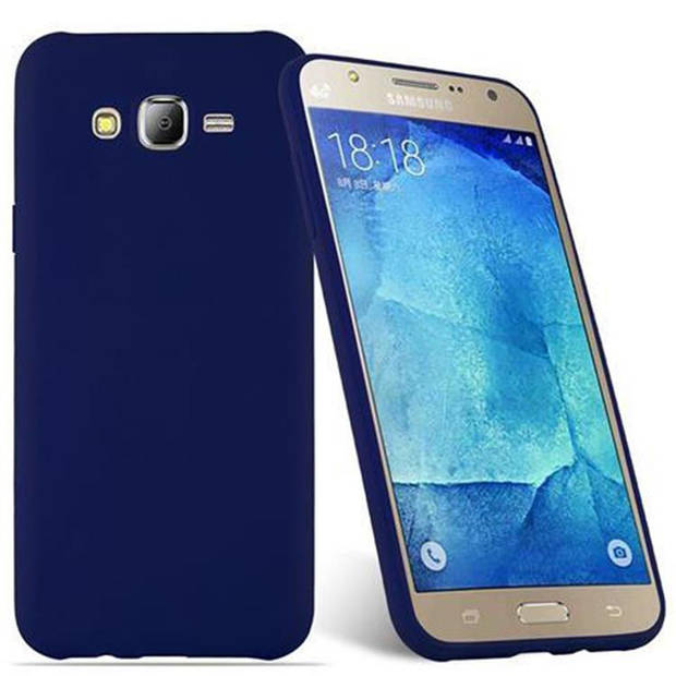 Cadorabo Hoesje geschikt voor Samsung Galaxy J7 2015 in CANDY DONKER BLAUW - Beschermhoes TPU silicone Case Cover