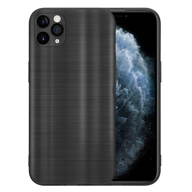 Cadorabo Hoesje geschikt voor Apple iPhone 11 PRO MAX in Brushed Zwart - Beschermhoes Case Cover TPU silicone