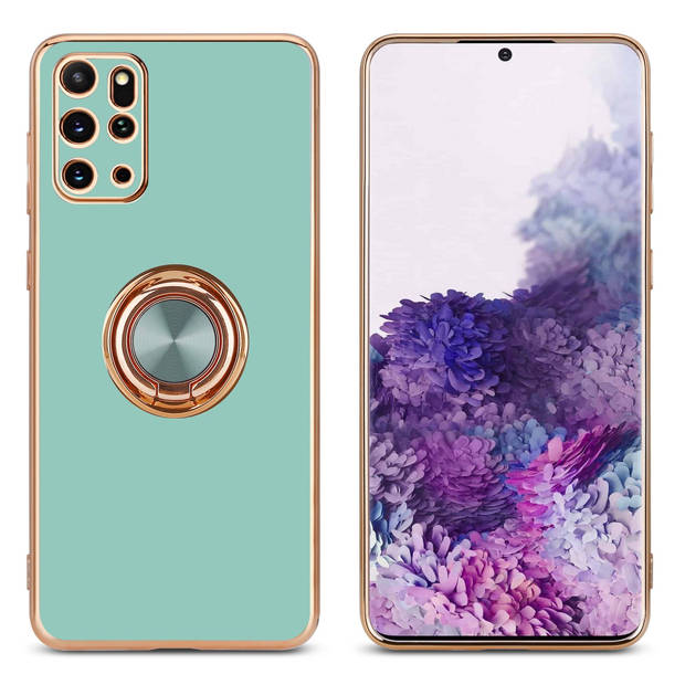 Cadorabo Hoesje geschikt voor Samsung Galaxy S20 PLUS in Glossy Turquoise - Goud - Beschermhoes Camerabescherming