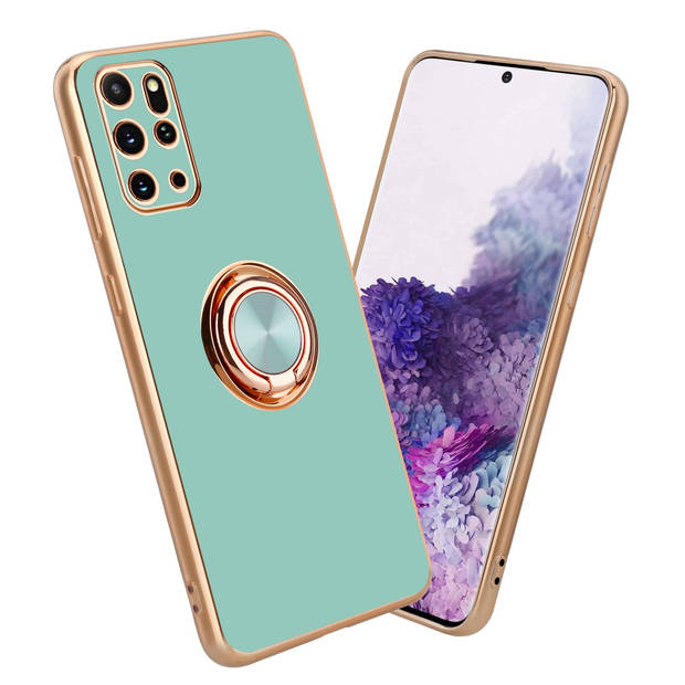 Cadorabo Hoesje geschikt voor Samsung Galaxy S20 PLUS in Glossy Turquoise - Goud - Beschermhoes Camerabescherming