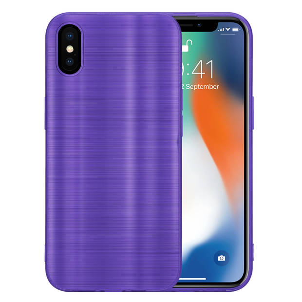 Cadorabo Hoesje geschikt voor Apple iPhone X / XS in Brushed Paars - Beschermhoes Case Cover TPU silicone