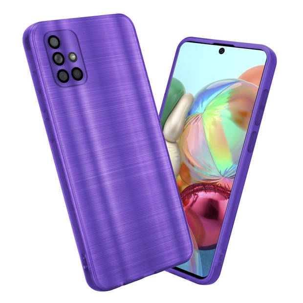 Cadorabo Hoesje geschikt voor Samsung Galaxy A71 4G in Brushed Paars - Beschermhoes Case Cover TPU silicone